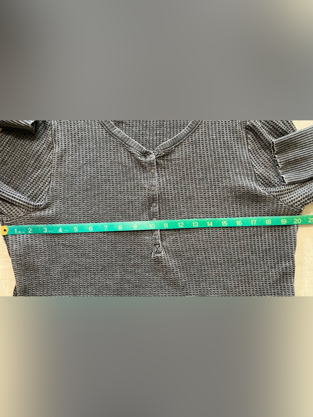 Seven7 Charcoal Waffle Knit Henley Top - Picture 9 of 11